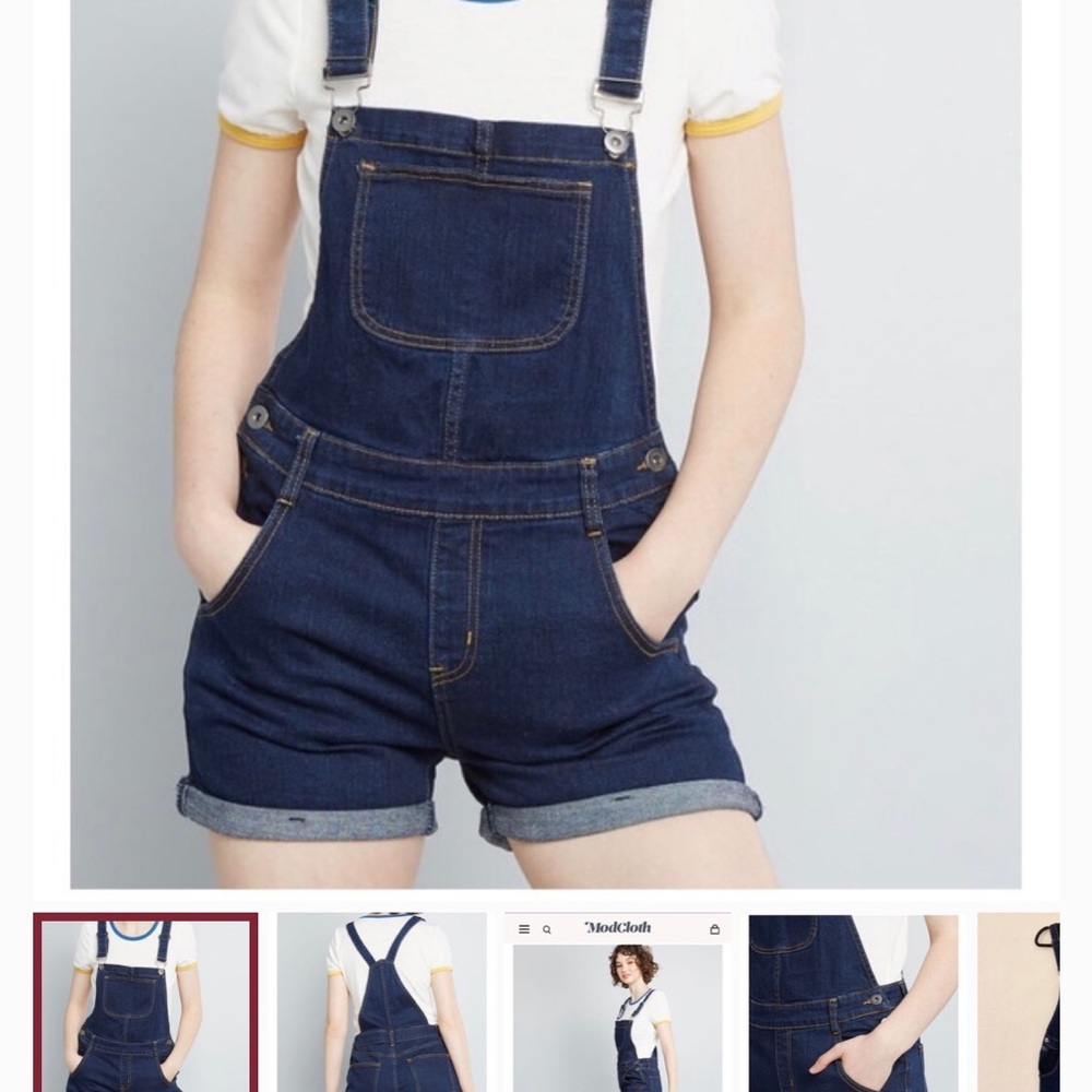 Modcloth overall coverall Jean denim shorts